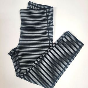 Athleta Workout Leggings Black/Gray Stripes